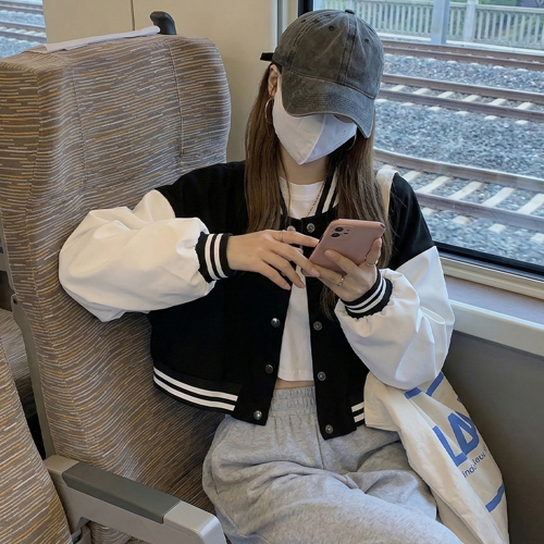 DD605  세미크롭 배색 야구점퍼